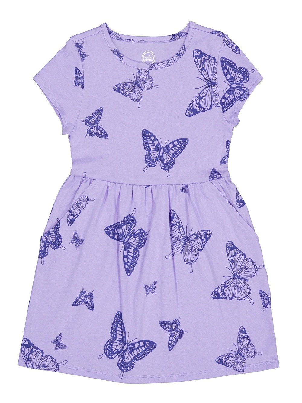 wonder nation Purple Butterfly Short Sleeve Dress